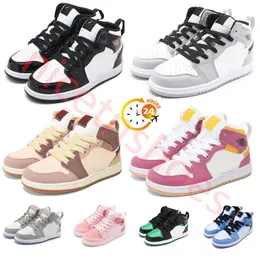 Jumpman 1 Baby Kids Basketball Shoes Girls Boys Black White Wolf Grey Skyline Stealth 1S Candy Bred Fearless Hyper Royal Trainer Sneakers Outdoor Size 24