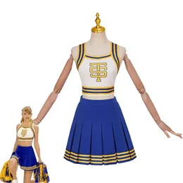 Cosplay cosplay taylor cheerleader uniform ts skaka det av blå vit cheerleading outfit skörd topp kjol set halloween fest dräkt för flickorcosplay