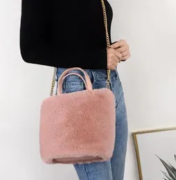 Akşam çantaları moda gündelik taklit vizon peluş el çantası omuz messenger çantası peluş çanta all-maç çantası 231018