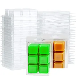 Candles Candles 100 Packs Wax Melt Clamshells Molds Square 6 Cavity Clear Plastic Cube Tray For Candle-Making Soap 230224 Ho Dhgarden Dhnip