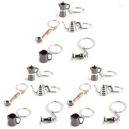 Keychains 15PCS Creative Barista Coffee Tamper Keychain Espresso Portafilter Moka Pitcher Keyring Portable Accessories Gift