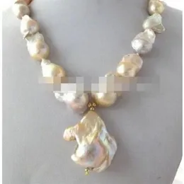 Jewelr 003028 Natural Light Pink Lavender Unusual Keshi Keishi Baroque Pearl Necklace&Pendant255G