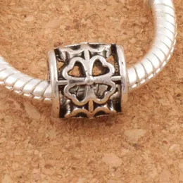 Legierungsrohr, Kleeblatt, rund, Metall, großes Loch, lose Perlen, 122 Stück, 9 x 9 x 9 mm, Antiksilber, passend für europäische Armbänder, Schmuck, DIY, L1392238x