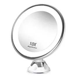 Specchi compatti Specchio per trucco con luci 10X Specchio ingranditore a LED Specchi cosmetici Ingrandimento luminoso Specchi per trucco a LED 231018