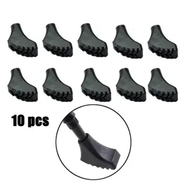 Trekking Poles 10 pieces Rubber Hiking Trekking Pole Head Cover Replacement Tips Anti-skid Stick Tip Protector Climbing Alpenstock pole 231018