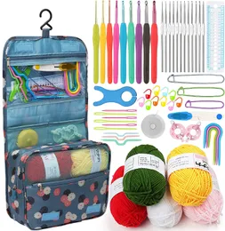 Ferramentas artesanais 59pcs kit de crochê para iniciantes adultos kits incluem ganchos ergonômicos de fio crianças 231017