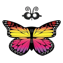10 Stile Arcobaleno Farfalla Monarca Costumi Piuttosto Ali di Chiffon Fl-Color Addmaskadd Fascia Cosplay Mantello Bomboniere Drop Deliver