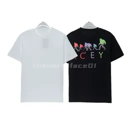 Diseñador Marca de moda Camiseta para hombre Bloqueo de color de lujo Estampado de letras Manga corta Cuello redondo Verano Camiseta suelta Top Negro Whit305Y