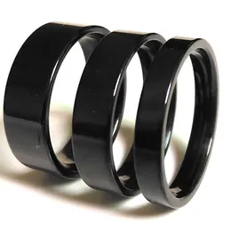 Ganze 100 Stück Mischung aus 4 mm, 6 mm und 8 mm schwarzem Flachband, bequemer Passform, 316L-Edelstahlring, Unisex, einfach, klassisch, elegant, Jewelr263b