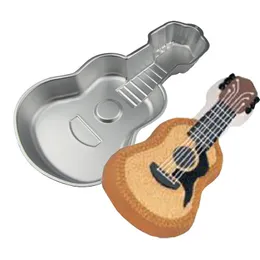 Bakning formar diy tårta baksida verktyg musik gitarrform kaka pan metall kaka mögel dekorera aluminium legering fondant kaka mögel bakning pan 231018