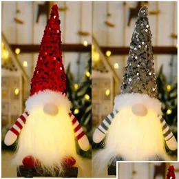Party Favor Fournitures de décoration de Noël Gnome en peluche avec lumière LED Ornements de Noël Drop Livraison Maison Jardin Événement festif Dh6Of