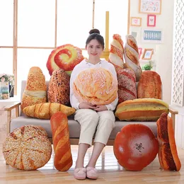 Plush Pillows Cushions Creative Simulational Plush Bread Burger Shape Pillow Funny Food Nap Pillow And Cushion Kids Toy Birthday Gift 50cm/55cm 231017