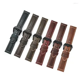 Relógio Bandas Vintage Oil Wax Couro Couro Strap 18mm 20mm 22mm 24mm 26mm Homens Inteligentes Mulheres Watchband