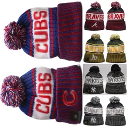 Cubs Beanie NY Valeies Sox La North American Baseball Team Patch Patch Winter Wool Sport Knit Hat Caps