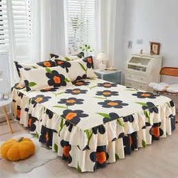 Spódnica łóżka kwiatowe spódnica poduszka poduszka pokrywka stokrotka para dwukrotnie 2 pokój ślub ślubny Korean Bedspread Mattress Decor Colchas para cama 231013