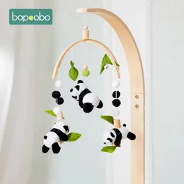 Mobiler födda panda bambu blad sängklockor leksaker 012 månader för baby crib trä mobil småbarn carousel cot barn musikalisk leksak gåva 231017