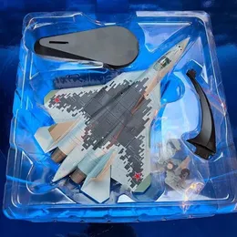 Aircraft Modle SU-57 Alloy Aircraft Russian Fighter Jet Finished Metal Model With Interchangeable Wheels With Stand Airplane Model Hobby 231017