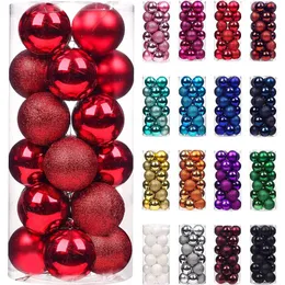 Andra evenemangsfestleveranser 24st julbollar Ornament för Xmas Tree Mini Shatterproof Multiple Color Hanging Ball Holiday Decoration 231017