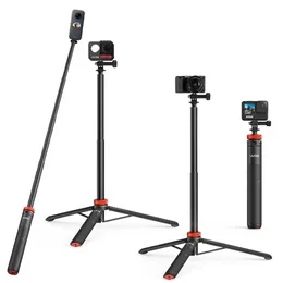Tripods UURIG Selfie Stick Tripod for GoPro 12 11 Insta360 Action Camera Hand Grips Extension Rod Accessories 231018