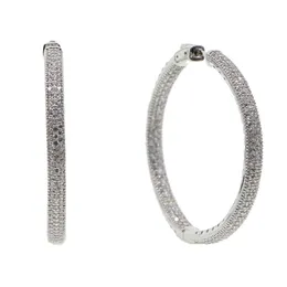 Ny Micro Pave CZ Big Hoop Earring 25mm 50mm 2 storlek Fashion Jewelry Cubic Zirconia Shiny Silver Plated Classic Jewelry1928