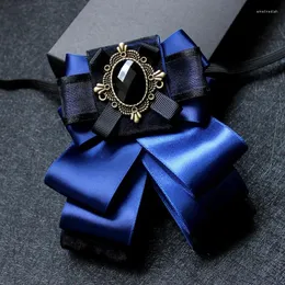 Bow Ties 2023 Men Women Bling Big Blue Ribbon Alloy Crystal Rhinestone Tie Cravat Multi Layer Necktie Wear Elastic Band Bowtie Butter