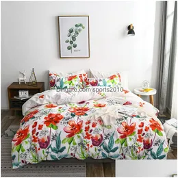 Set di biancheria da letto Set con stampa floreale Queen Set Morbido e confortevole Piumino singolo doppio Er King Size Trapunta con motivo floreale Ers Senza lenzuola 230828 Dro Dhsrc