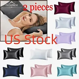 US Stock Pillow Case for Hair Skin Soft Smooth Both Sided Silky Covers with Envelope Closure King Queen Standard Size 2pcs/Set HK0001