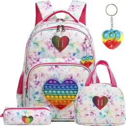 Schultaschen Bikab Schultaschen 3 in 1 Kindertaschen für Mädchen Kawaii Rucksack Wasserdichte Kinderschultaschen für Mädchen 16" Taschen für Mädchen Set Tasche 231016