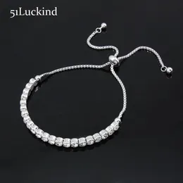 Bracciale di cristallo con strass di lusso Colore argento Pendenti regolabili Bracciale da tennis per le donne Ragazze Amico Gioielli a mano Pulseira Link256Y