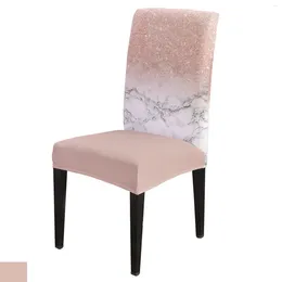 Stolskydd Rose Gold Pink White Marble Dining Cover Spandex Elastic för Wedding El Banquet Room