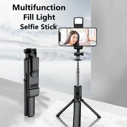 Stativ fgclsy bluetooth trådlös selfie stativ med fyllning ljus 360 graders rotation fjärrlucka är lämplig för reseskytte 231018
