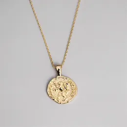 Leouerry 925 prata esterlina irregular moeda pingente colar artesanal antigo leão romano alívio colares para mulheres jóias finas q2813