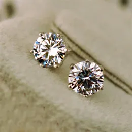 Herrkvinnors älskare studörhängen smycken högkvalitativ mode 0 5ct 1ct 2CT 6 Prong 100% Silver Moissanite diamantörhängen för W305X