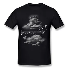 Homem de luxo 100% algodão música dá asas camisetas homem o pescoço preto manga curta camiseta plus size impresso em t-shirts259t