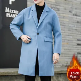 Men's Wool Blends Blend Solid Color Coat Long Thick Warm Jacket Winter Men Woolen Windbreaker Korean Slim Abrigo Largo Hombre 5XL 231017