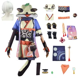 Oyun Genshin Etki Honey Sayu Cosplay Kostüm Güzel Elbise Şapka Kuyruğu Tam Set Inazuma Sayu Kıyafetler Comic Con Halloweencosplay için