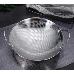 Pannor 7 8 9 10 tums rostfritt stål dubbel öronkock yngel wok gas spis traditionell handgjorda potten torr non coating woks non-stick pan