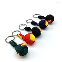 Keychains 100pcs/Lot Creative Parachute Woven Rope Ball Keyring Lanyard Monkey Fist Key Chains Outdoors Tool Bag Chain Decoration