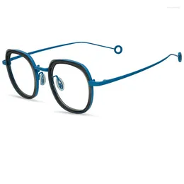نظارة شمسية إطارات 2023 Titanium Big Square Eyeglasses للجنسين وصفة طبية الأزرق الأزرق أسود نظارات خار