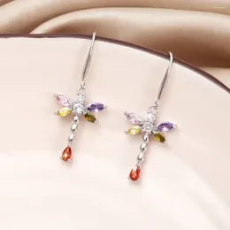 Baumeln Ohrringe Mode Frische Nette Libelle Zirkon Für Frauen Temperament Farbe Passenden Sommer Urlaub Stil Mädchen Schmuck