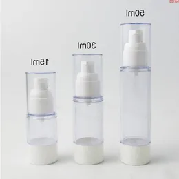 200 x 15ml 30ml 50ml Airless Lotion Pump Bottle 1 온스 리필 가능한 투명한 화장품 용기 PP PackagingGood OHTPL