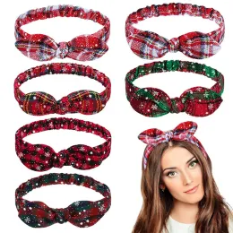 Jul pannband kvinnor god jul turban bandanas xmas hår prydnad gåvor korsa knut elastisk pannband huvudband