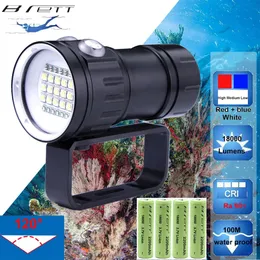 Latarki LED LED LASHLIGHT 20000 LUMENS 6 x XHP70 Podwodne oświetlenie 100m Wodoodporna Torcha do Pography Video Film Light 231018