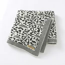 담요 Swaddling S Fashion Leopard 출생 유모차 랩 Swaddle 100%면 편직 유아용 유아 침구 퀼트 Super Soft 100*80cm 231017