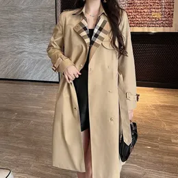 Women's Trench Coats Designer British style jacket Womens Long pattern double-breasted coat Spring and Autumn standing collar cotton windbreaker parka XRDE