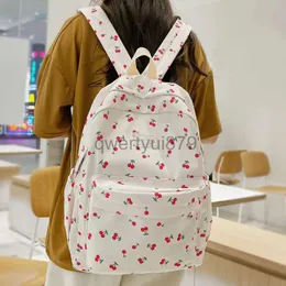 Torby szkolne w stylu plecaku Cerry Printing Women Plecak Girl Cute Travel Bookbag Preppy Waterproof Nylon Laptop Bag College Scoolbag FemaleQwertyu879