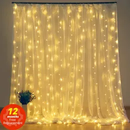 Outros suprimentos de festa de evento LED Icicle Cortina Luzes de Corda Fada Luzes de Natal Garland para Ano de Natal Casamento Home Room Pátio Decoração de Festa 231017