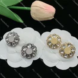Orecchini a bottone con diamanti a forma di fiore barocco Orecchini a bottone con cristalli dorati Ciondoli da donna con scatola