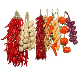 Other Event Party Supplies Simulation Foam Food Vegetable Artificial Fishes Hanging String Fake Chili Pepper P ography Props Wall Home Decor 231018