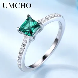 UMCHO Grüner Smaragd-Edelsteinring für Damen, echtes 925er Sterlingsilber, modischer Ring mit Geburtsstein Mai, romantisches Geschenk, edler Schmuck 20286w